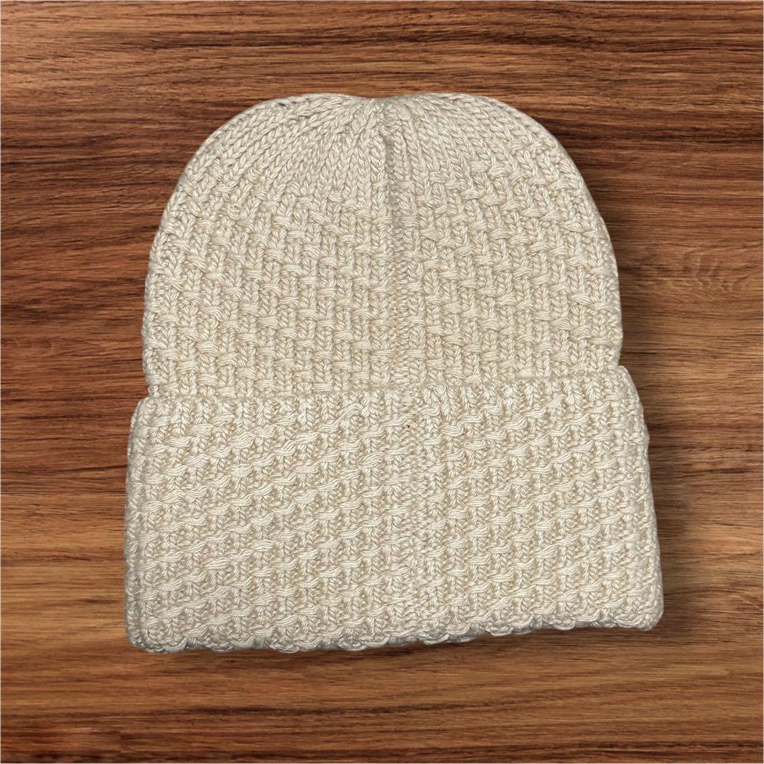 CCロゴ ニット帽 ベージュ編み込み