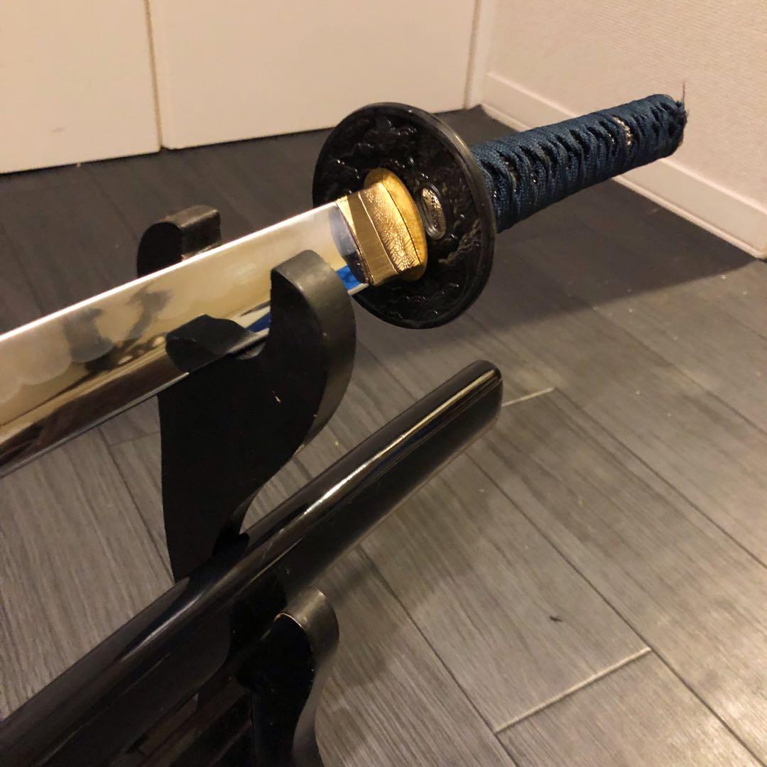 高級模造刀　高級居合刀　優波紋　亜合金刀身　名刀　居合刀　緑藍拵え