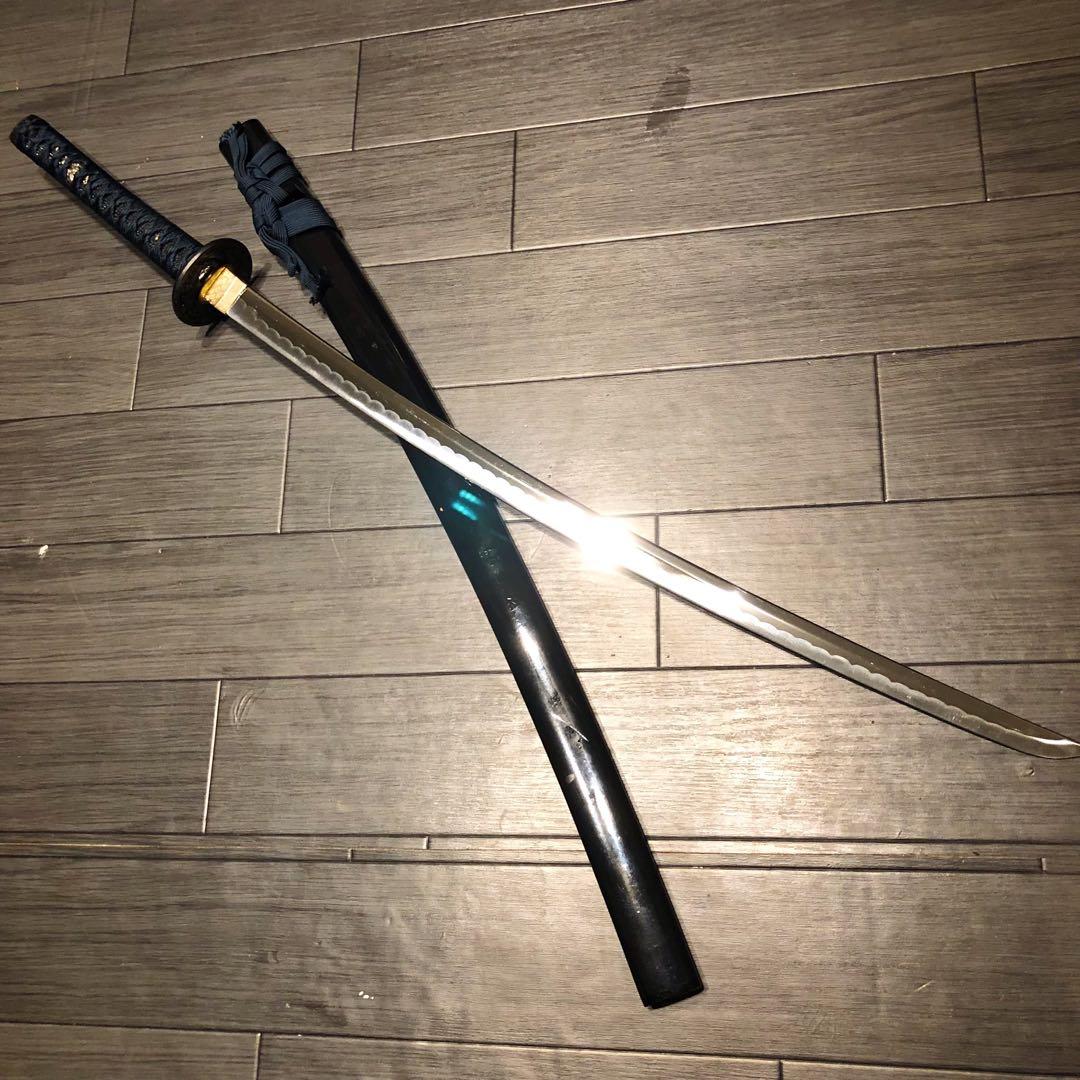 高級模造刀　高級居合刀　優波紋　亜合金刀身　名刀　居合刀　緑藍拵え