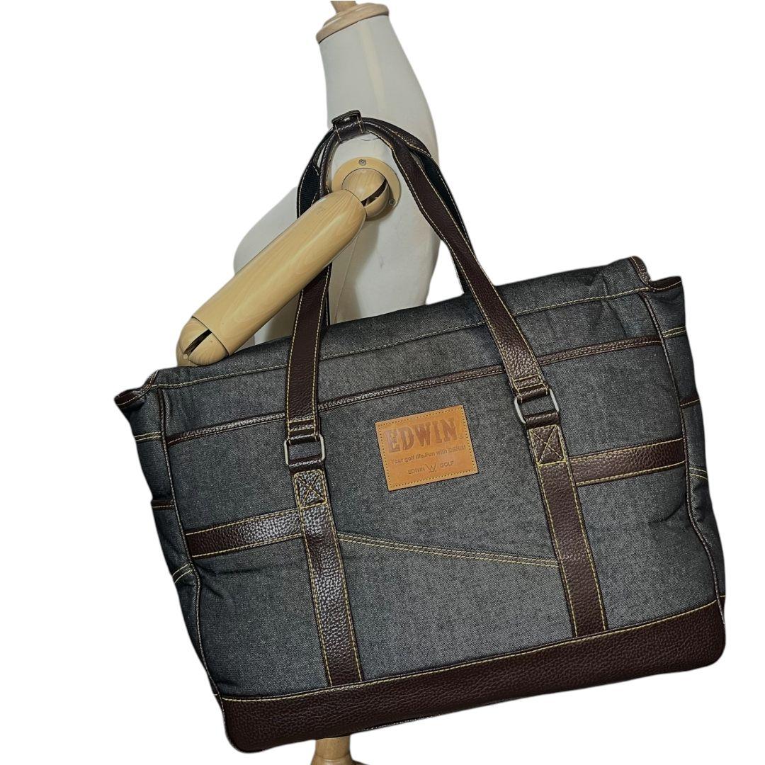 未使用✨エドウィンゴルフ　ボストンバッグ　ナイロン　PVCレザー　肩掛　デニム