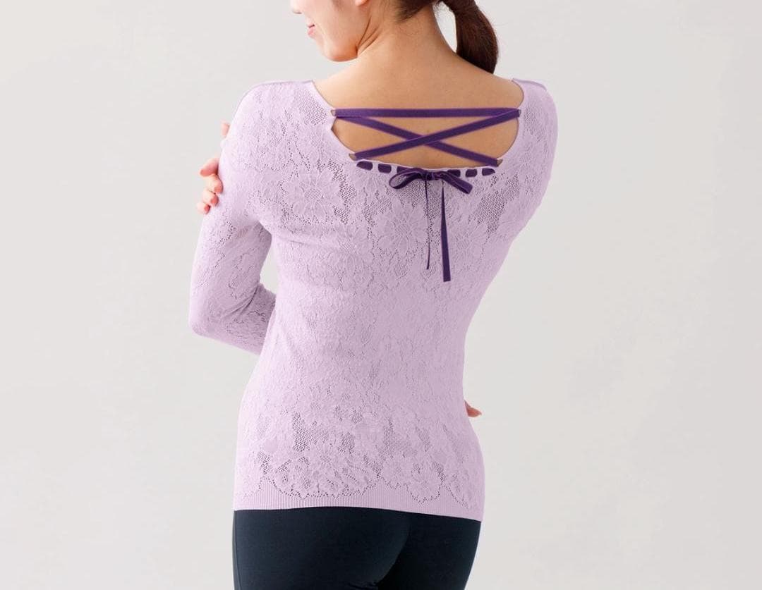 【新品】スクエアネック 後ろリボン 長袖 ノーソーイングニット チャコット