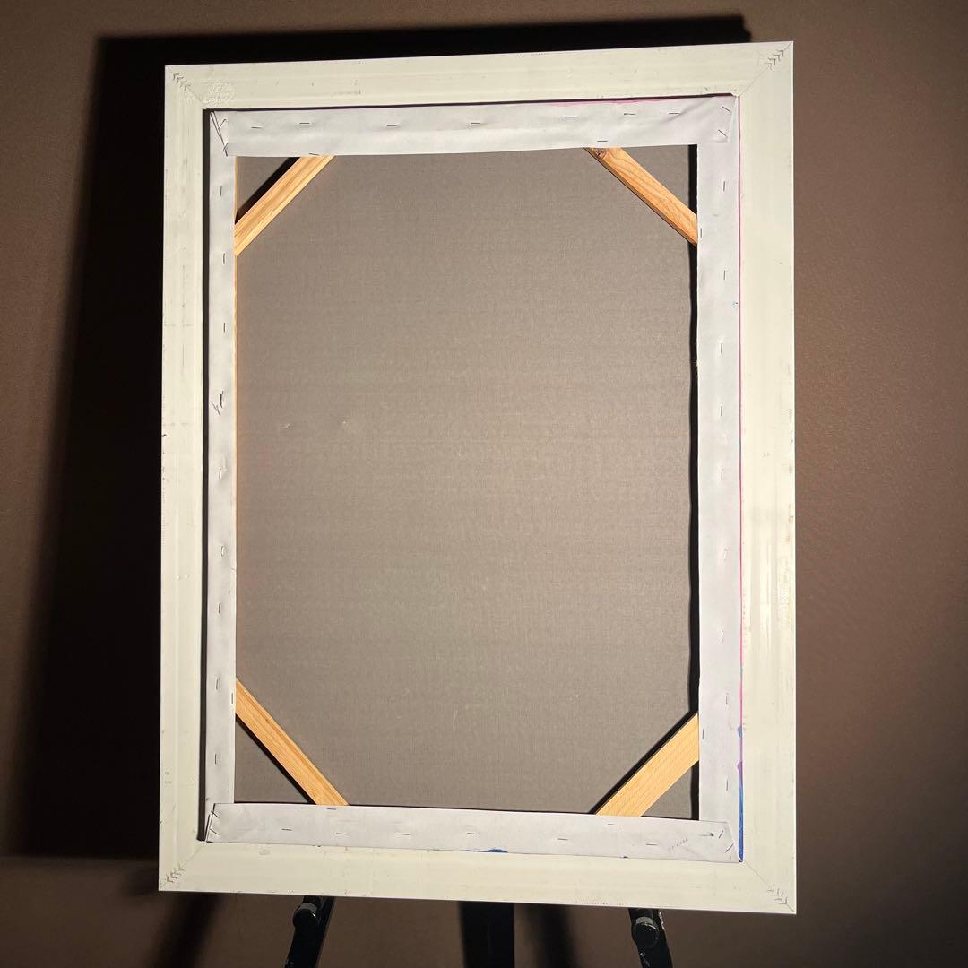 ★秀作★手描き油絵 朱に染まる睡蓮 額付 肉筆絵画 インテリア 油彩画