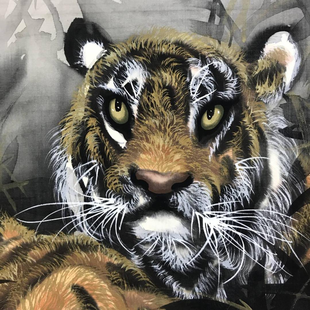 真作/翠渓/猛虎/虎図/トラ図/掛軸/名家伝来AE-389