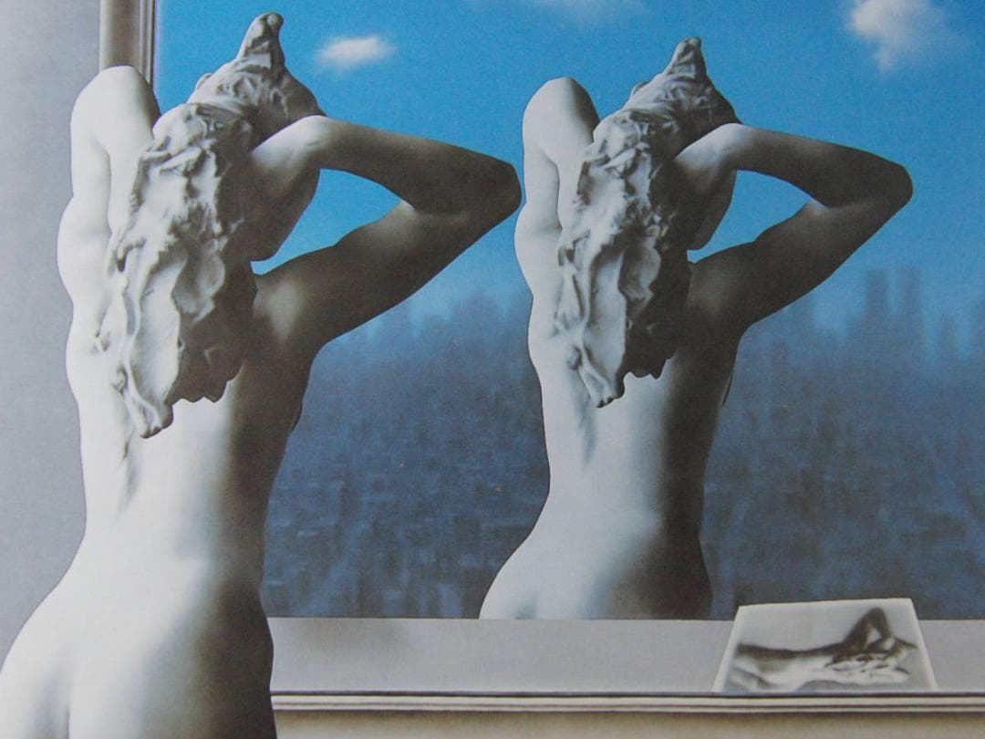 森秀雄、【偽りの青空-マグリットの鏡】、希少な額装用画集より