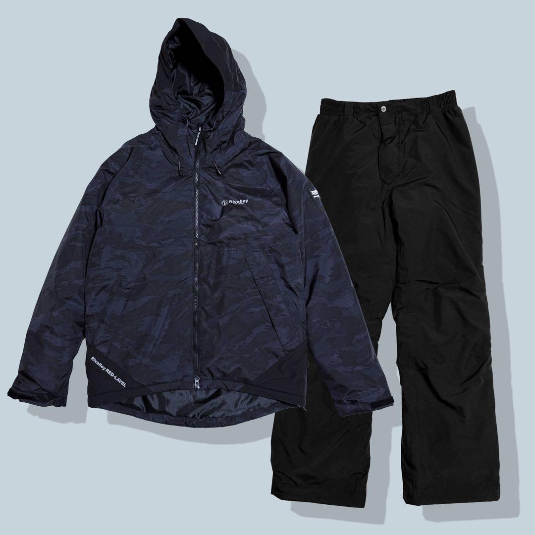 【美品】Rivalley カモ柄 ストレッチウォームスーツ セットアップ 釣り