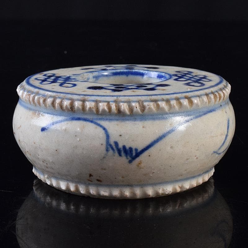 中国　青花　幾何文　水孟　筆洗　V　R7950