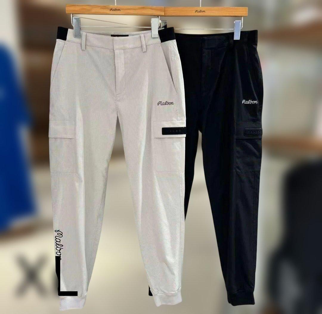 Malbon メンズ ロングパンツ カーゴタイプ ブラック 多サイズ展開 美品⛳