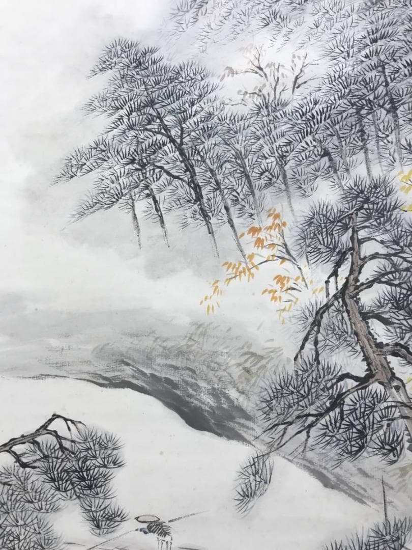 真作/奥本青雲/嵐山秋色図/保津川下り図/山水図/掛軸☆宝船☆AE-418