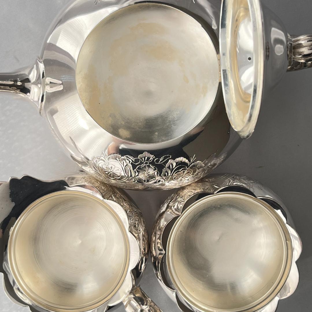 【英国】 ビクトリアンのティーセット 3点【シルバープレート】ティーポット