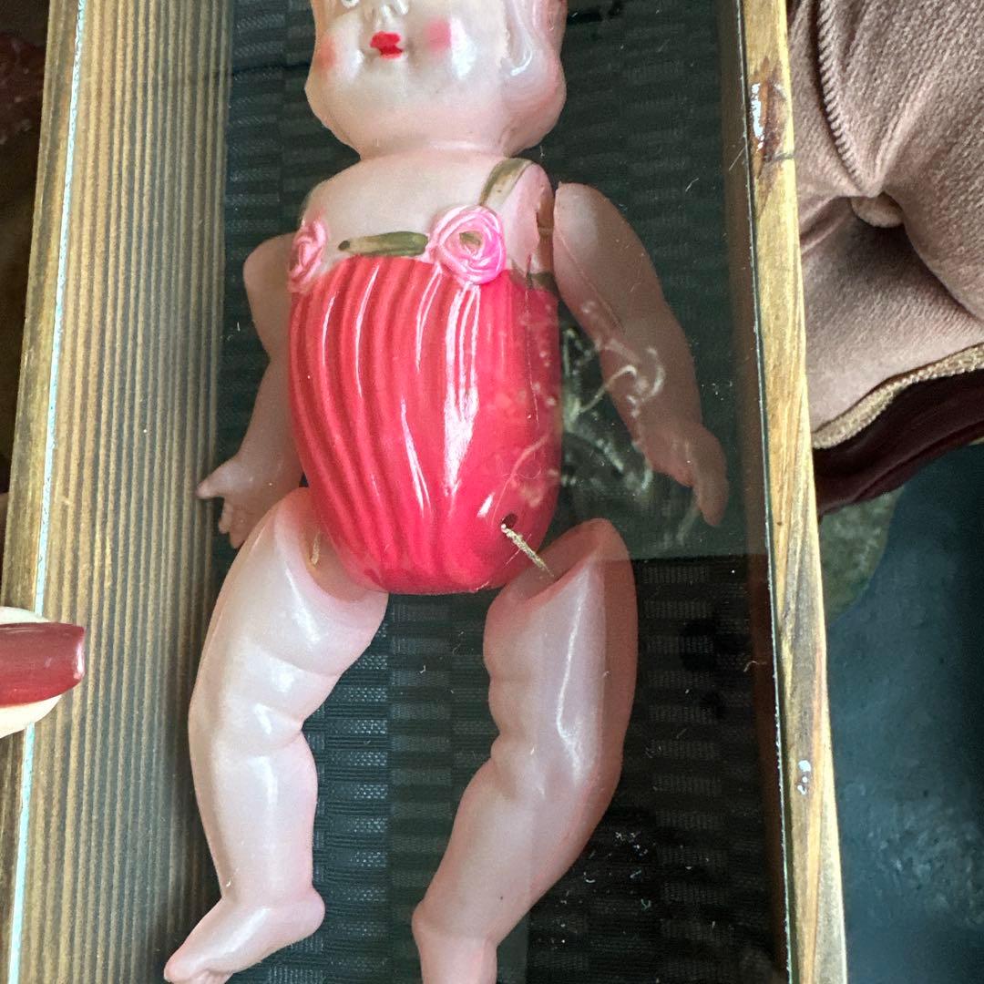 お値下げ❣️木箱入りヴィンテージ ピンク 赤ちゃん人形セルロイド