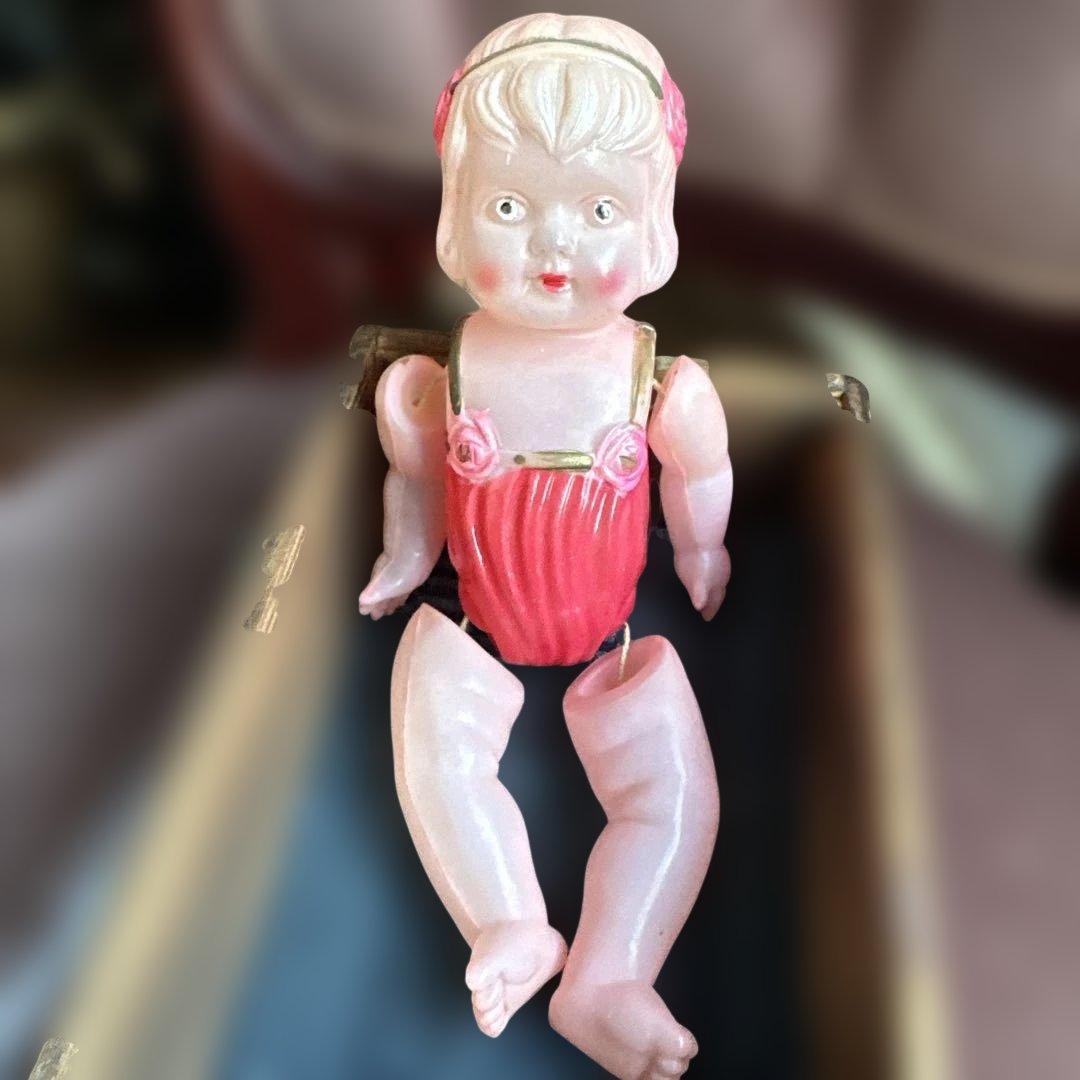 お値下げ❣️木箱入りヴィンテージ ピンク 赤ちゃん人形セルロイド
