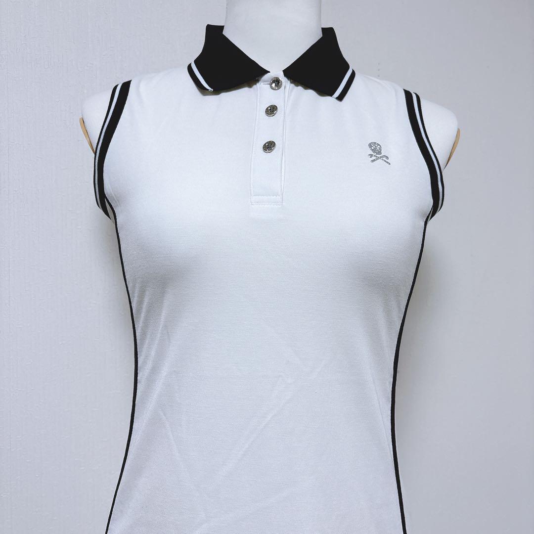 【マークアンドロナ】美品 セミプリーツワンピース ゴルフワンピース ホワイト S