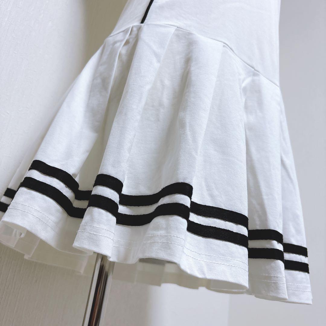 【マークアンドロナ】美品 セミプリーツワンピース ゴルフワンピース ホワイト S