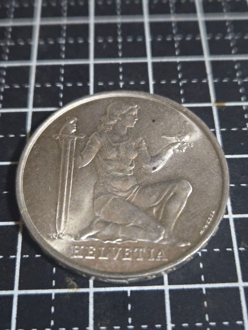 極美品 スイス 5フラン 1936 連邦軍事基金記念 SV835 古銭 銀貨