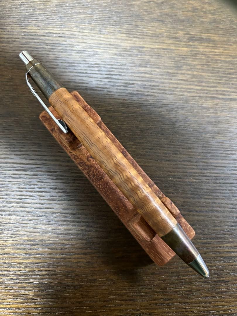 野原工芸 斑紋孔雀色 ハワイアンコアカーリー 固定式口金付属 MP シャーペン