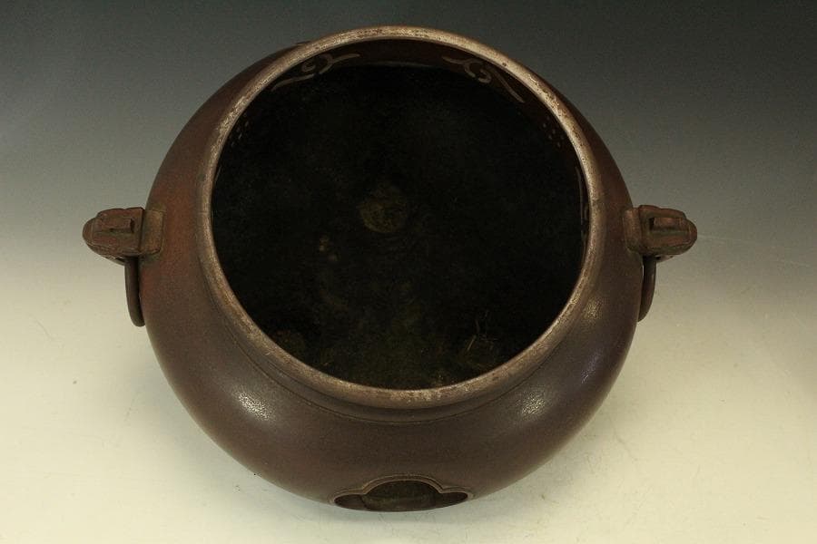 畠春斎作 伝 銅 風炉釜 茶道具 未使用(LC434)