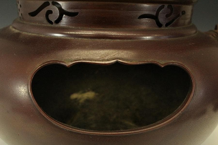 畠春斎作 伝 銅 風炉釜 茶道具 未使用(LC434)