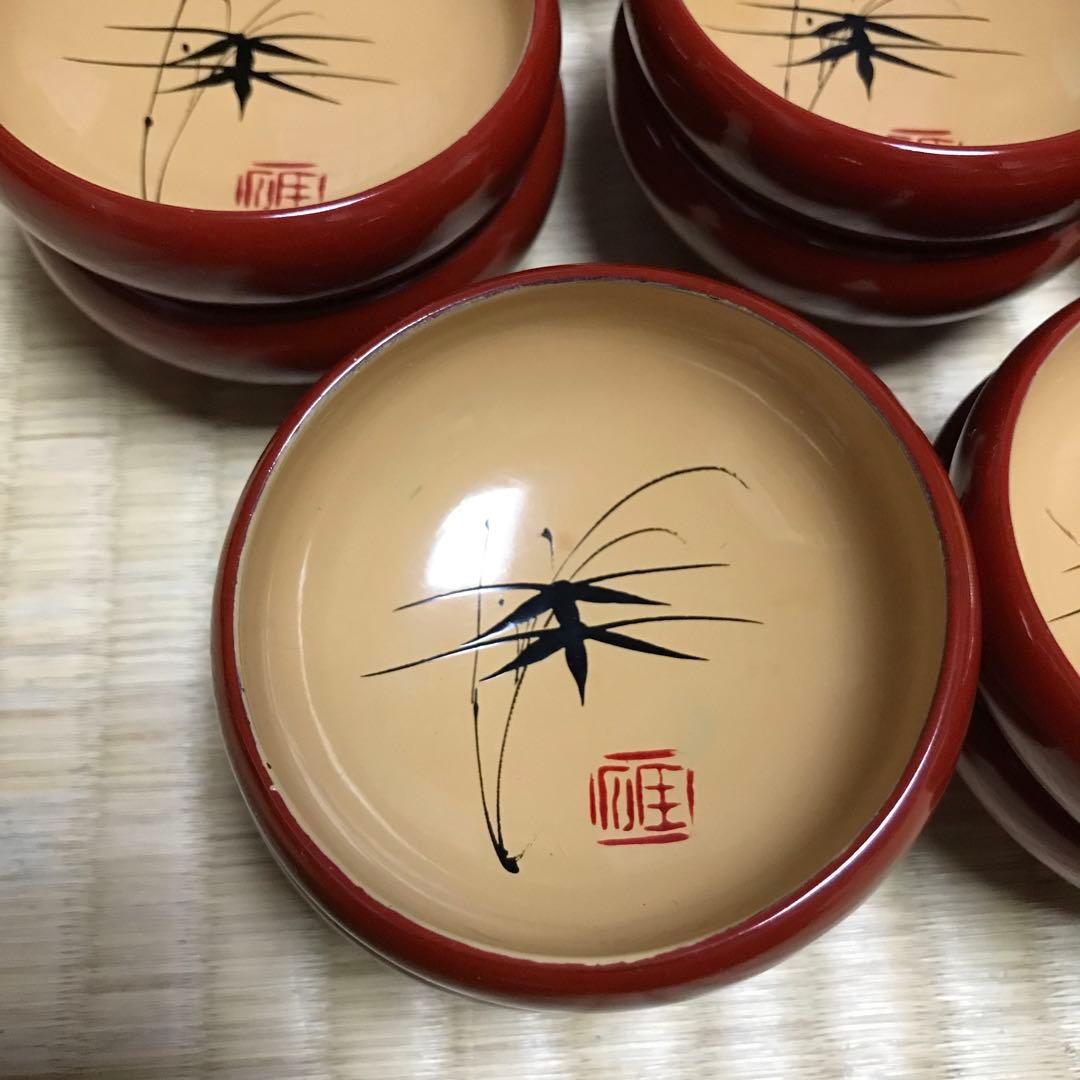 輪島塗 刺身皿10客セット漆器 エビと竹のデザインセット