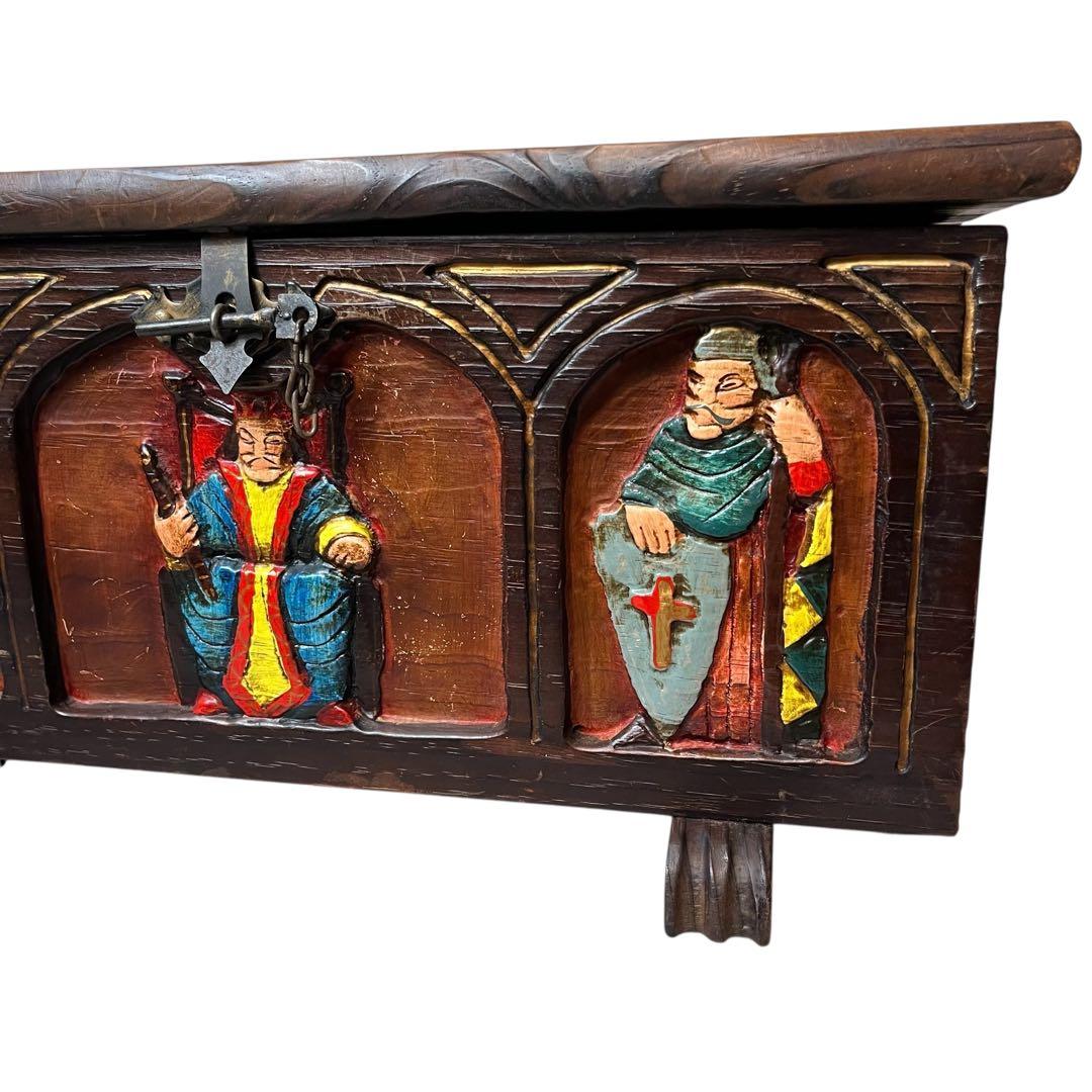 スペイン製 アンティーク 木箱 スツール 海外ヴィンテージ 小物入れ