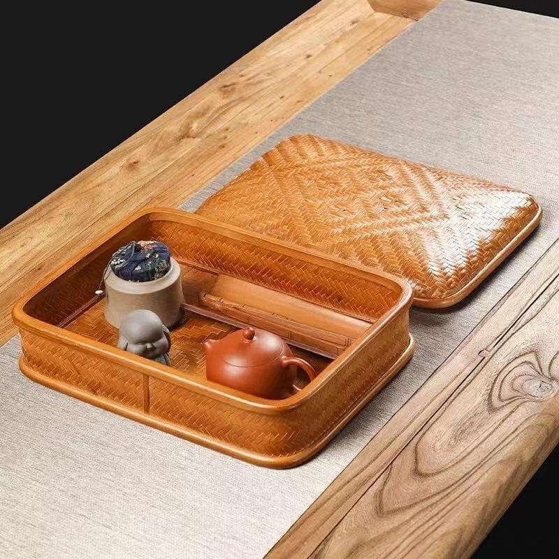 竹製 茶道具収納ボックス 収納小物入れ　お菓子入れ 2色選択可
