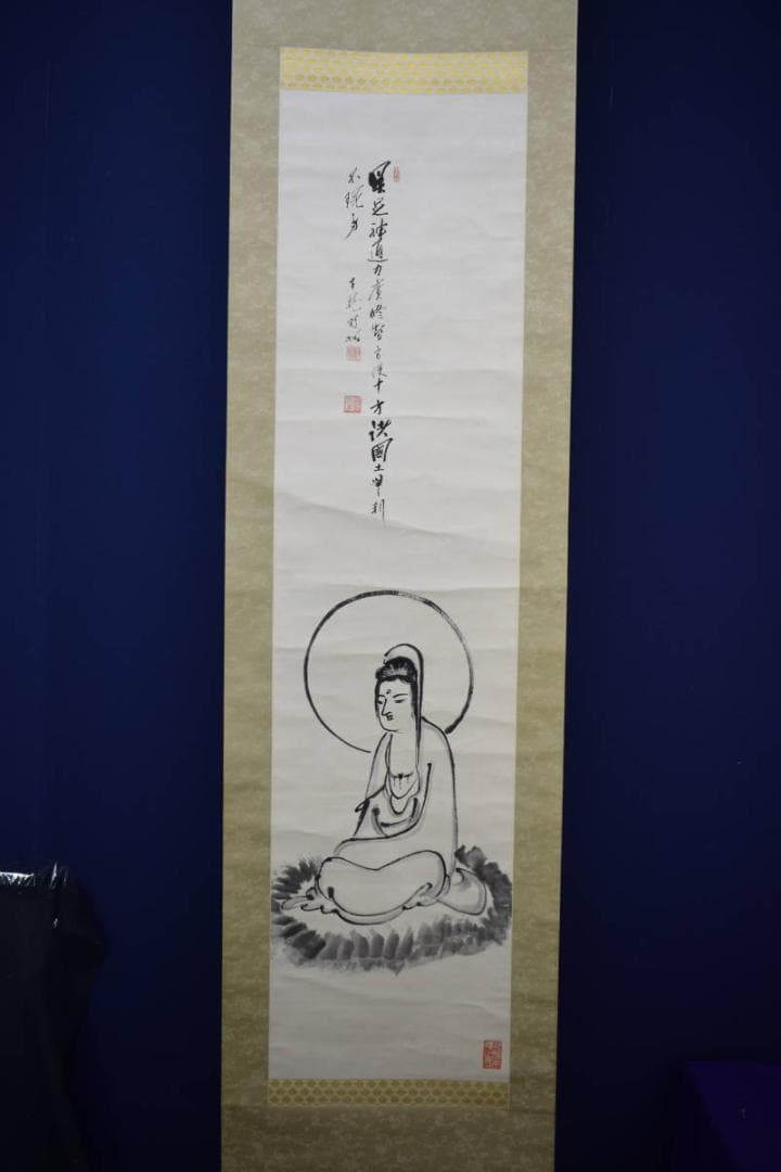 真作/臨済宗/天龍寺派/第7代管長/関精拙/観音画賛/布袋屋掛軸HG-377