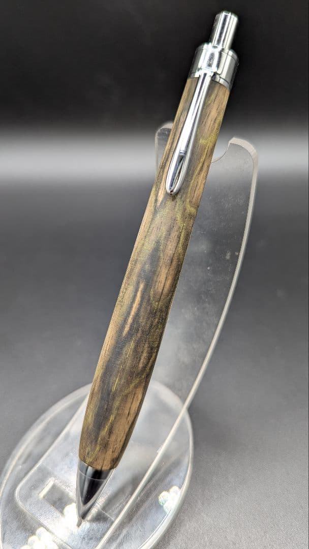 357ペン工房翌檜　黒柿　緑孔雀杢　木軸シャーペン　ボールペン
