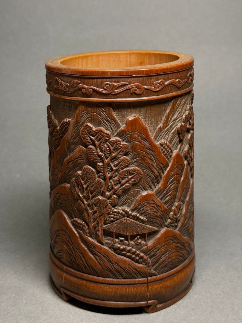 竹製　筆立　ペン入れ　蕉雨刀　書道品　文房具　美術品　骨董品