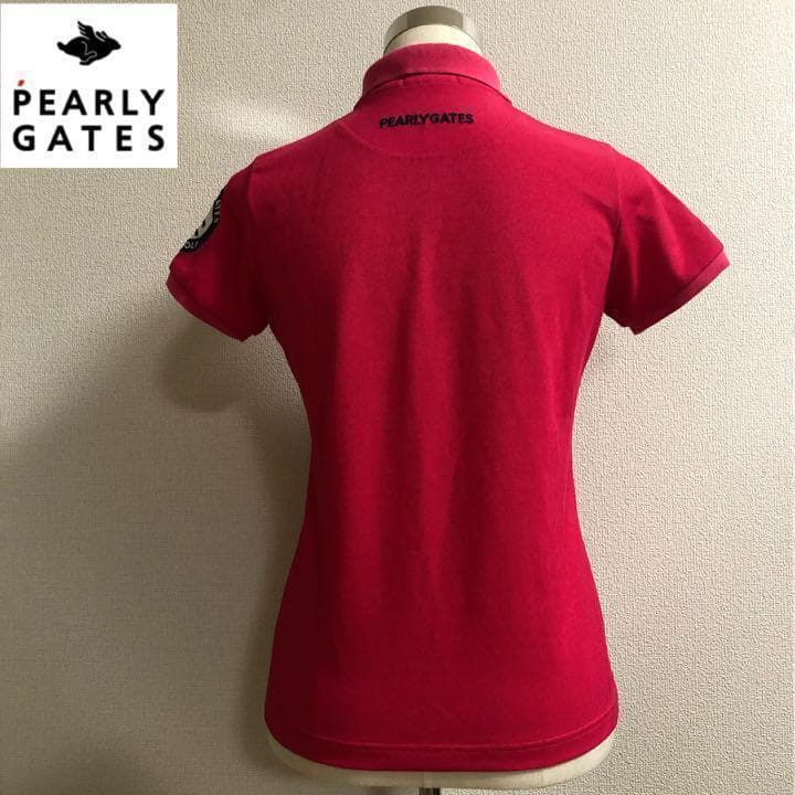 パーリーゲイツ ニコちゃん ポロシャツ 日本製 レッド系 サイズ0
