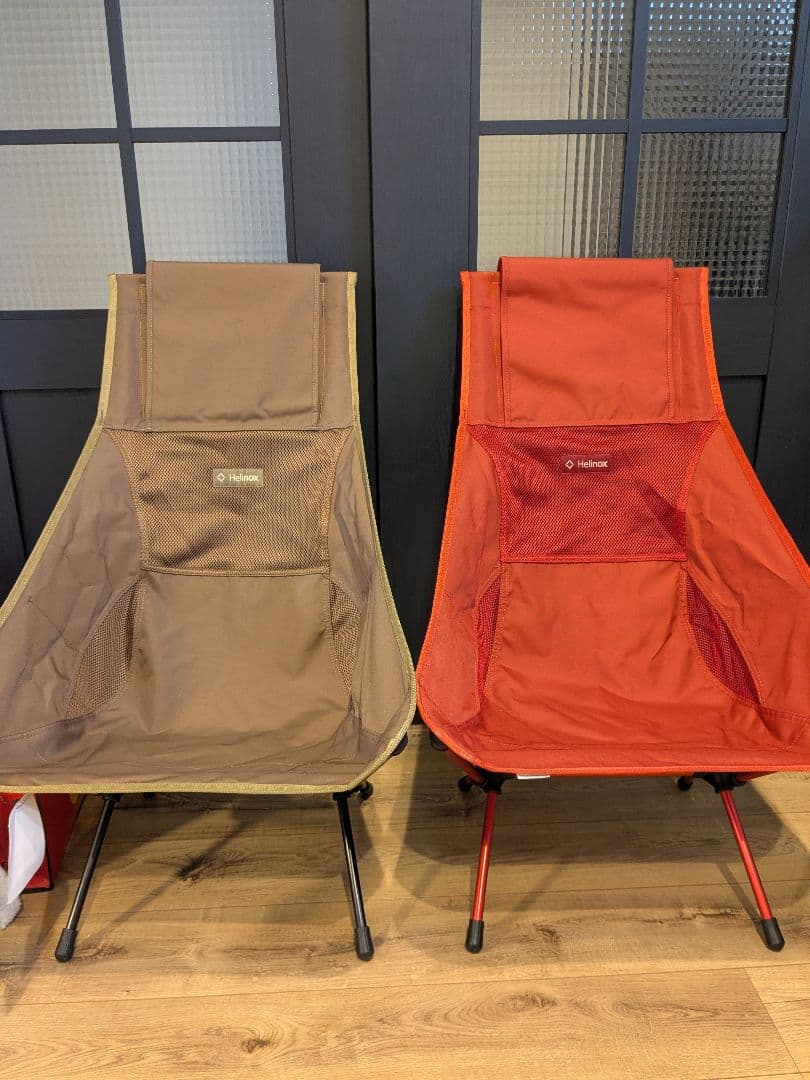 Helinox アウトドアチェア チェアツー コヨーテタン、パプリカ2個セット