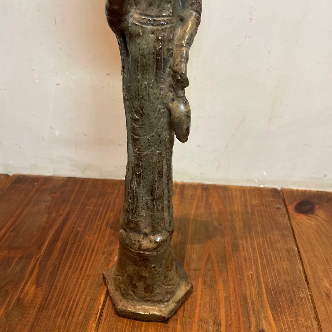 美品　陶芸　聖観音像　聖観世音菩薩　焼物　立像