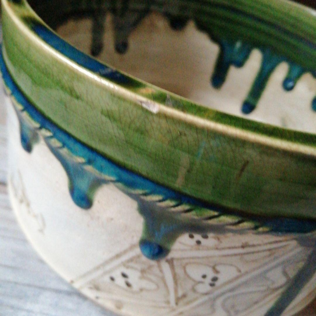 瀬戸焼　織部手桶　20.6cm　明治期