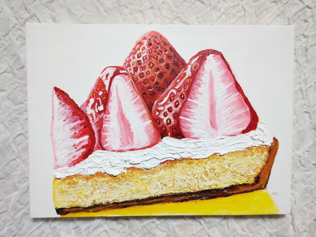 油絵 絵画 【いちごのタルト】