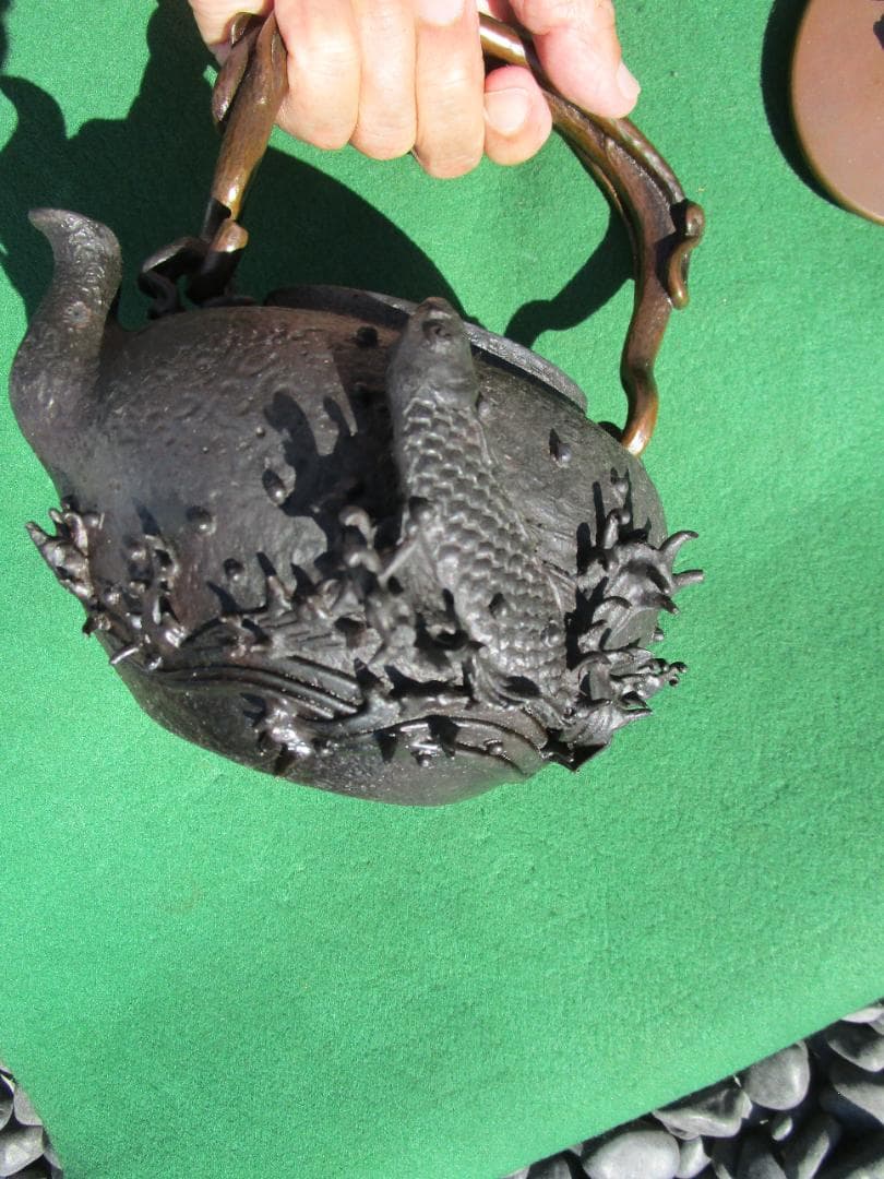 鉄瓶　銅蓋　細工物　水漏れ等なし　飾り物　1個