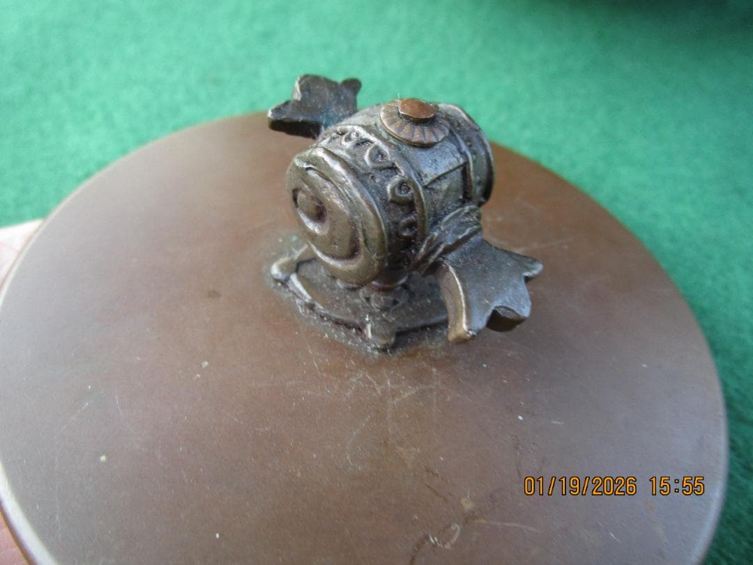 鉄瓶　銅蓋　細工物　水漏れ等なし　飾り物　1個