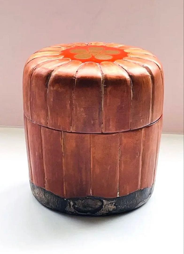 値下げ　新品未使用　茶道具 棗 梅模様　樺桜