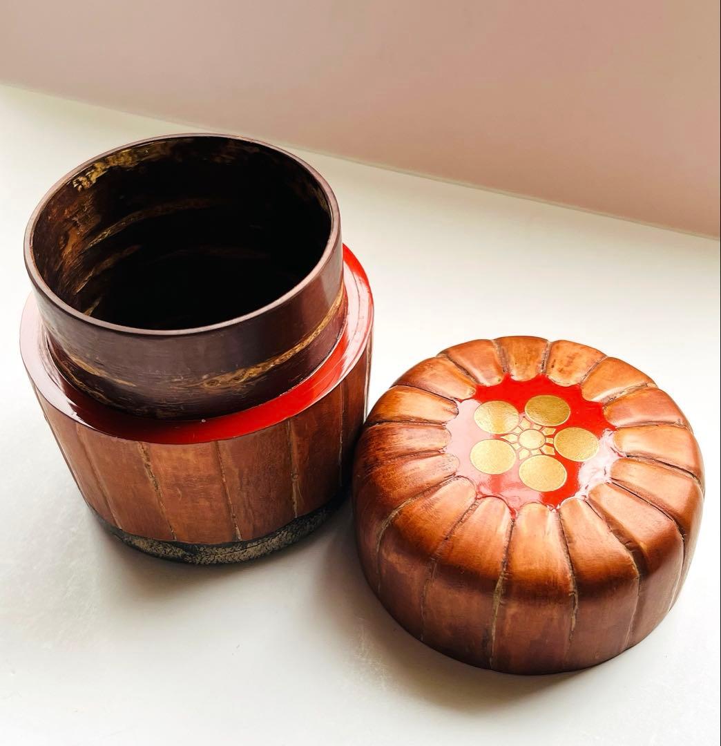 値下げ　新品未使用　茶道具 棗 梅模様　樺桜