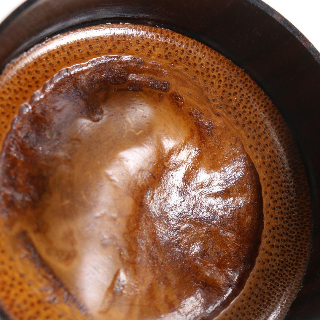 畑幸春作 縞黒檀に竹根嵌 高台寺蒔絵 中棗 茶道具 共箱　V946　N7