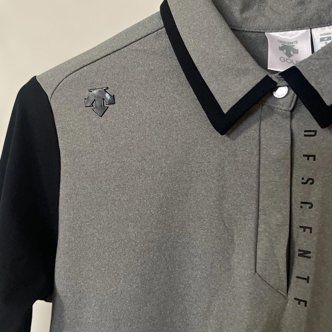 新品 DESCENTEゴルフ　プライマフレックス天竺裏起毛切り替えシャツ　M