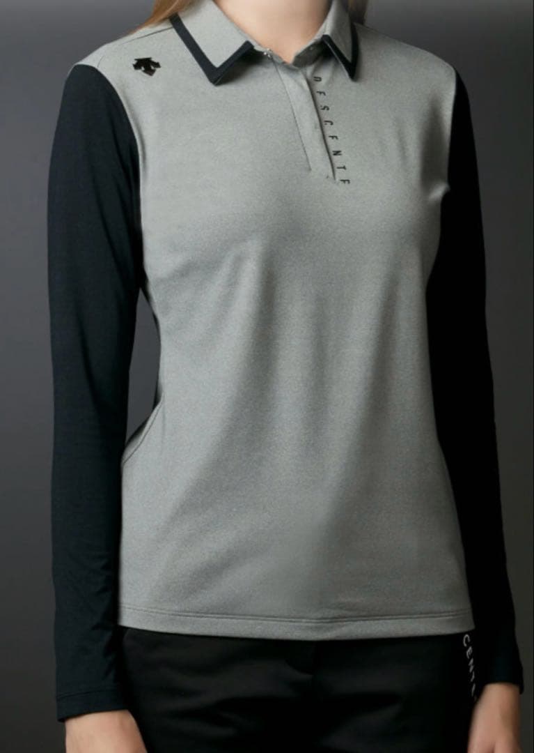 新品 DESCENTEゴルフ　プライマフレックス天竺裏起毛切り替えシャツ　M