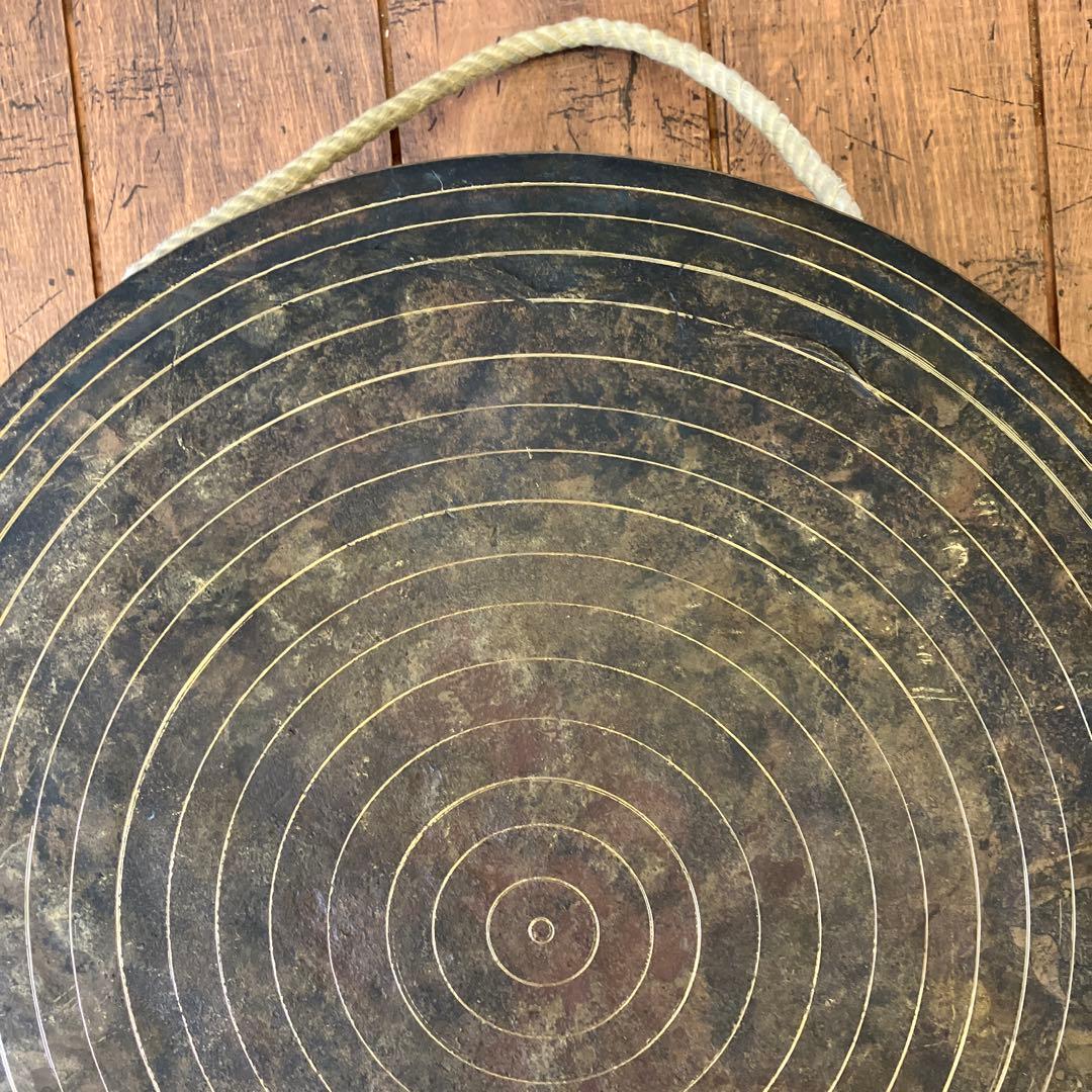 アンティーク 韓国楽器 打楽器 チン ケンガリ 銅鑼 鐘 2点セット 民族楽器