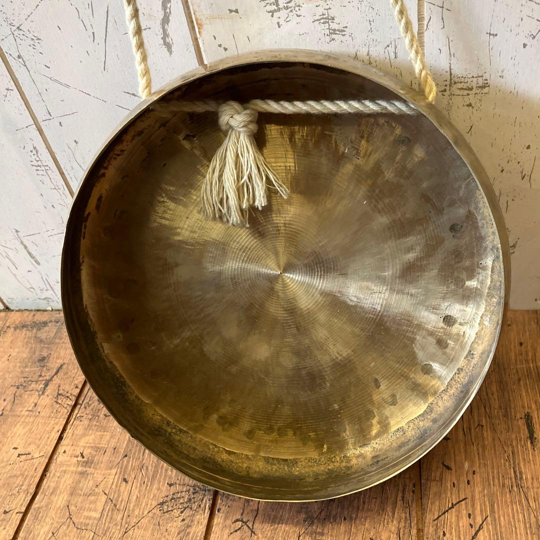 アンティーク 韓国楽器 打楽器 チン ケンガリ 銅鑼 鐘 2点セット 民族楽器