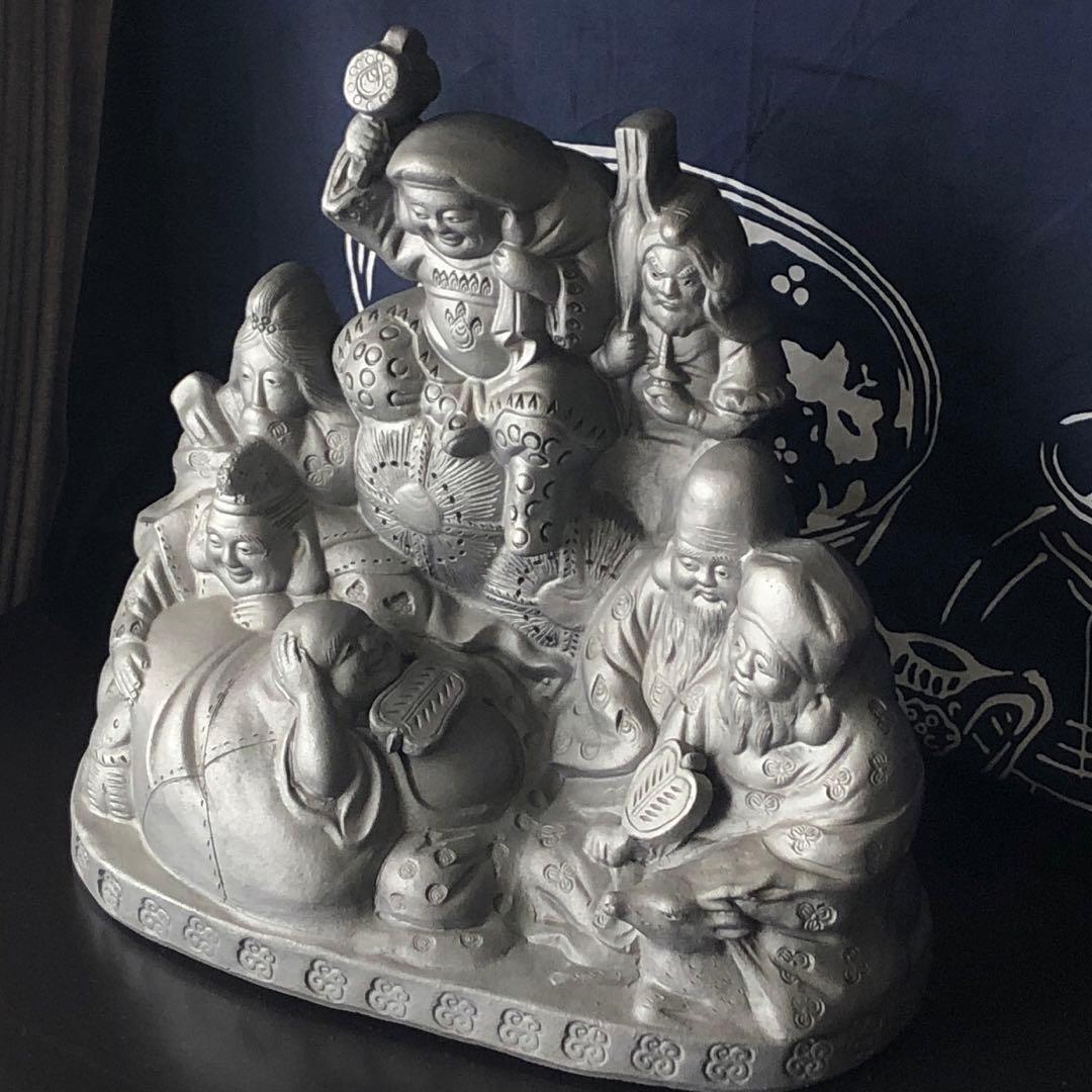 【特注品・三州瓦】第二代鬼金 鬼師 神谷直之 作　いぶし銀 七福神【一点もの】