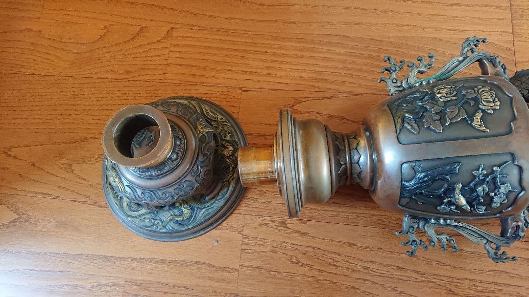 花器 蝋型 青銅製 47cm