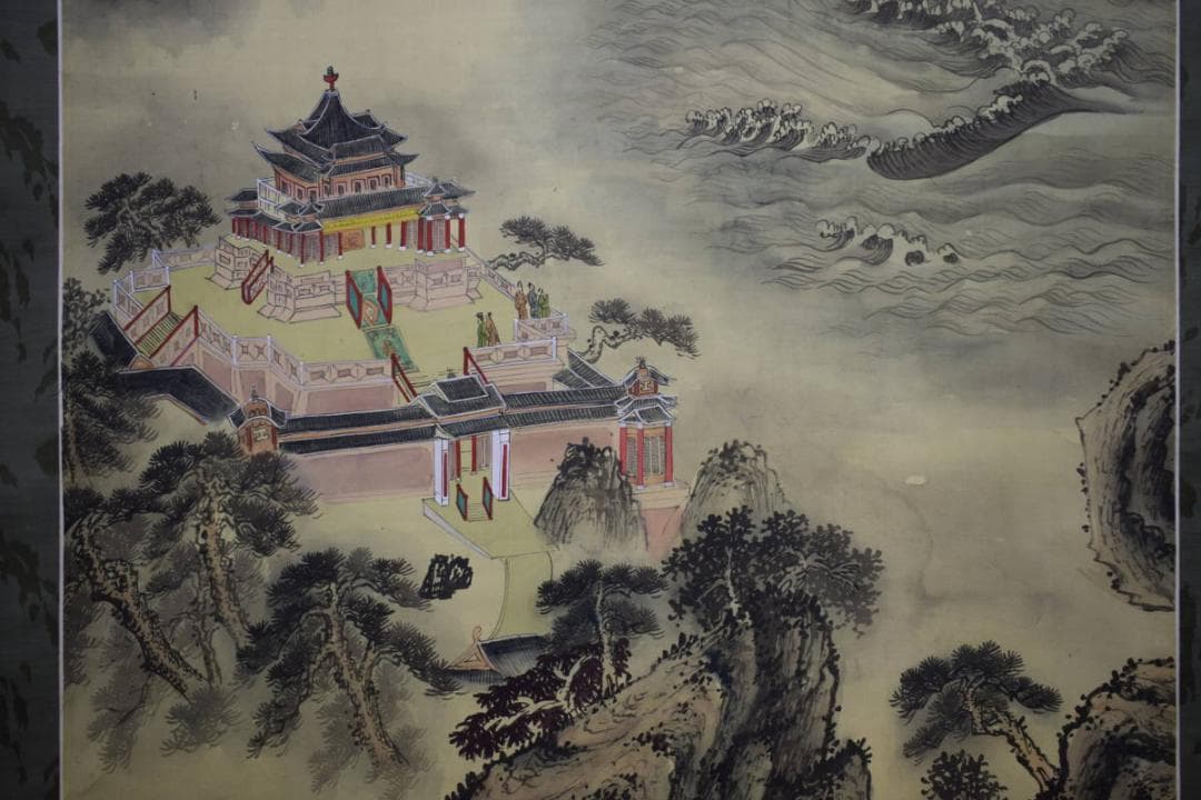 真作/揚浩/蓬莱仙島/蓬莱山図/布袋屋掛軸HF-745