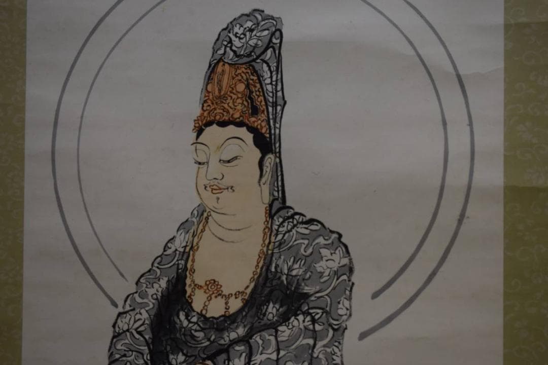 真作/黄海/観音/般若心経/布袋屋掛軸HD-757