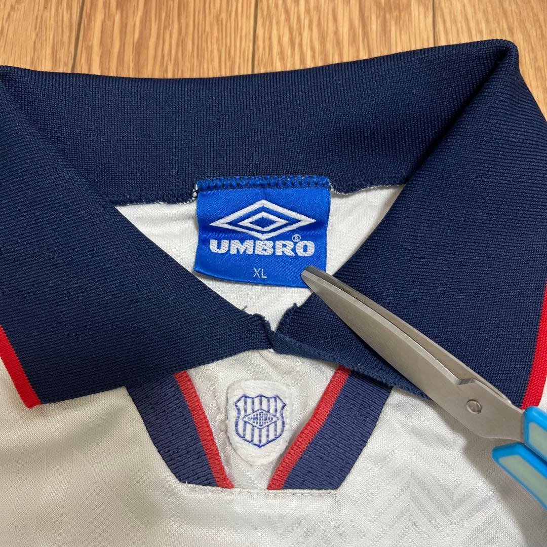 90s UMBRO ゲームシャツ 長袖　襟付き 透かし　イングランド　XL