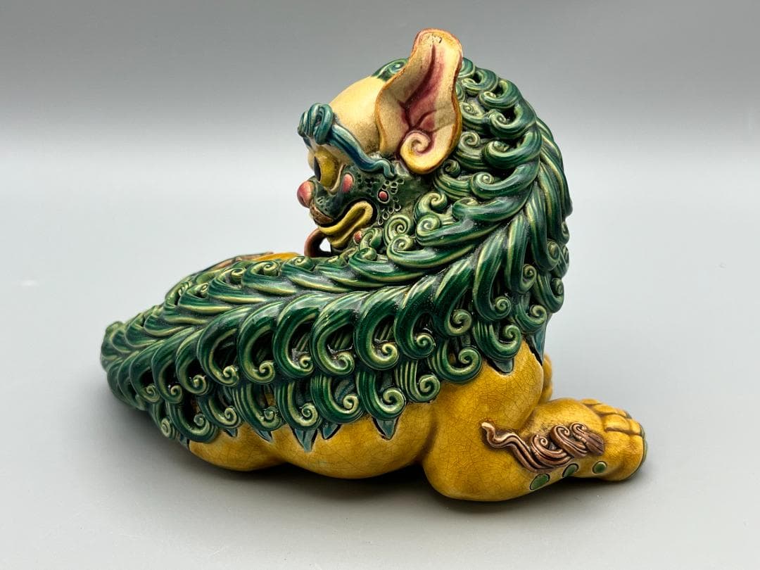 両獅子　置物　智盧　陶光　林智信　交趾焼　陶磁器　台湾交趾