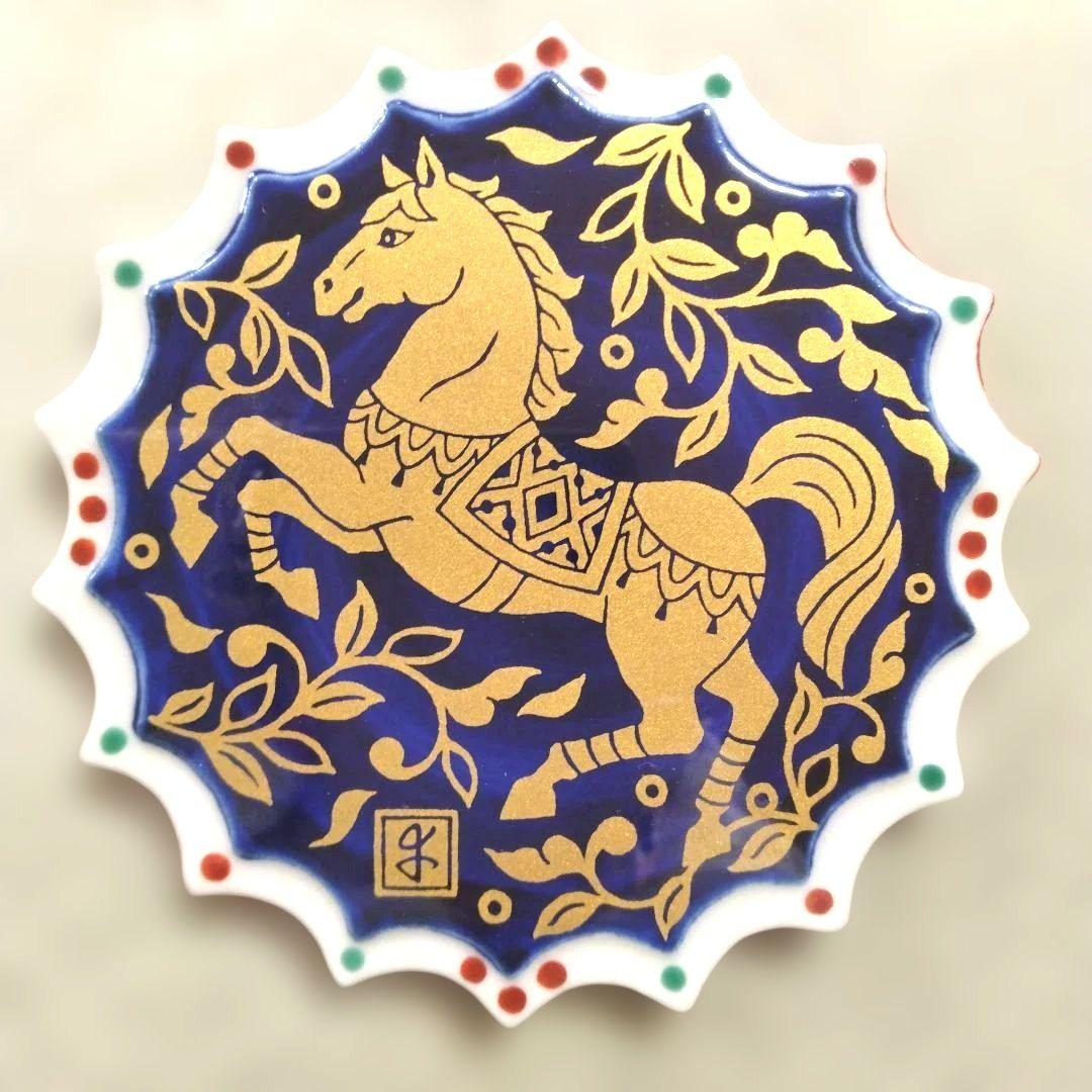 【幸兵衛窯】陶額 2026年 色絵金彩福午陶額