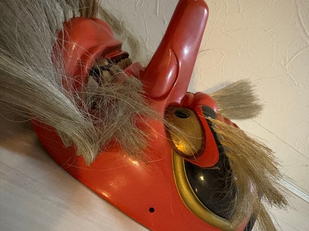 神楽面 能面 長い髪付き 猿田彦 天狗