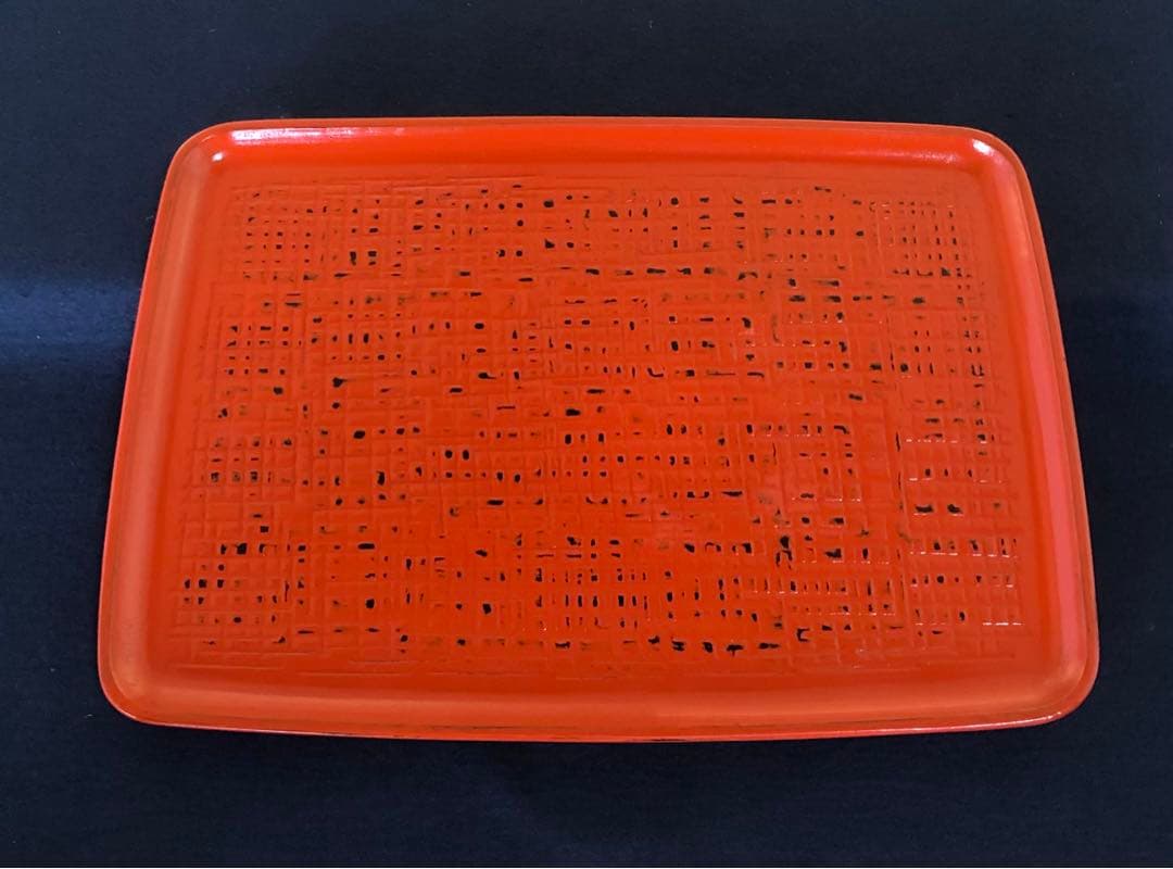 《R》根来塗 胴張 折敷膳5客 木製漆器 木箱　260203く4